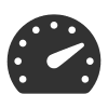 A speedometer icon on a green background.