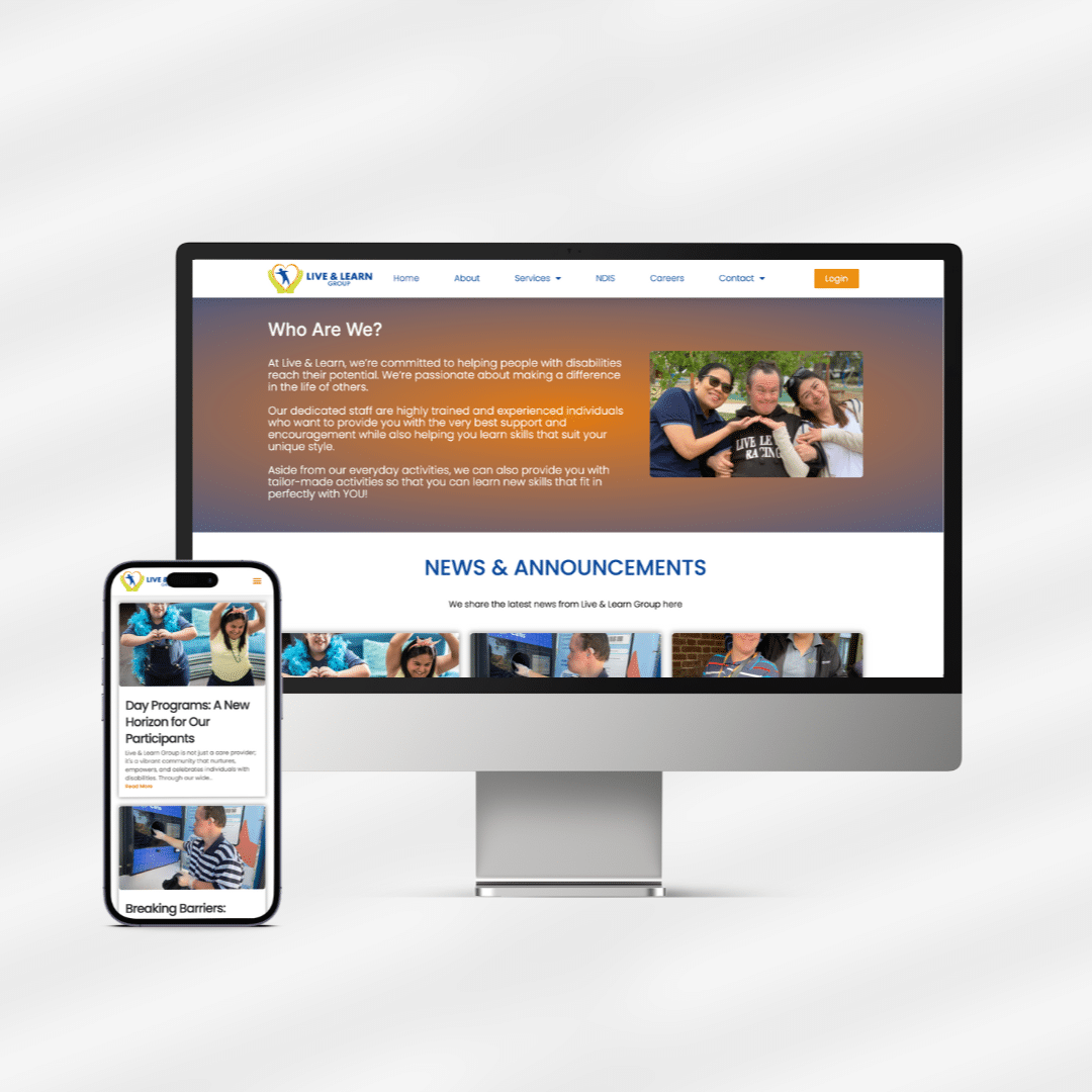 An orange NDIS web design layout