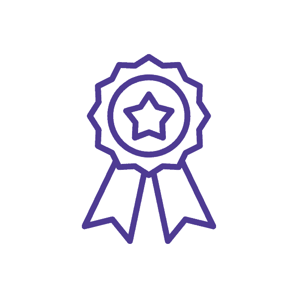 Medal award icon, representing achievement or quality badge.