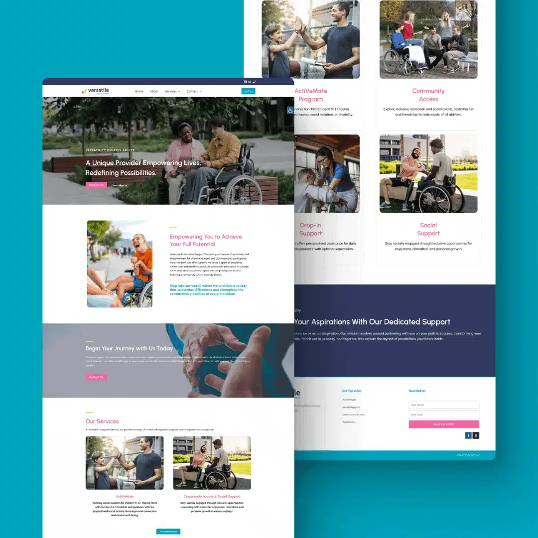 Screenshot of an NDIS web design displaying a variety of disability support services, including therapy, social support,