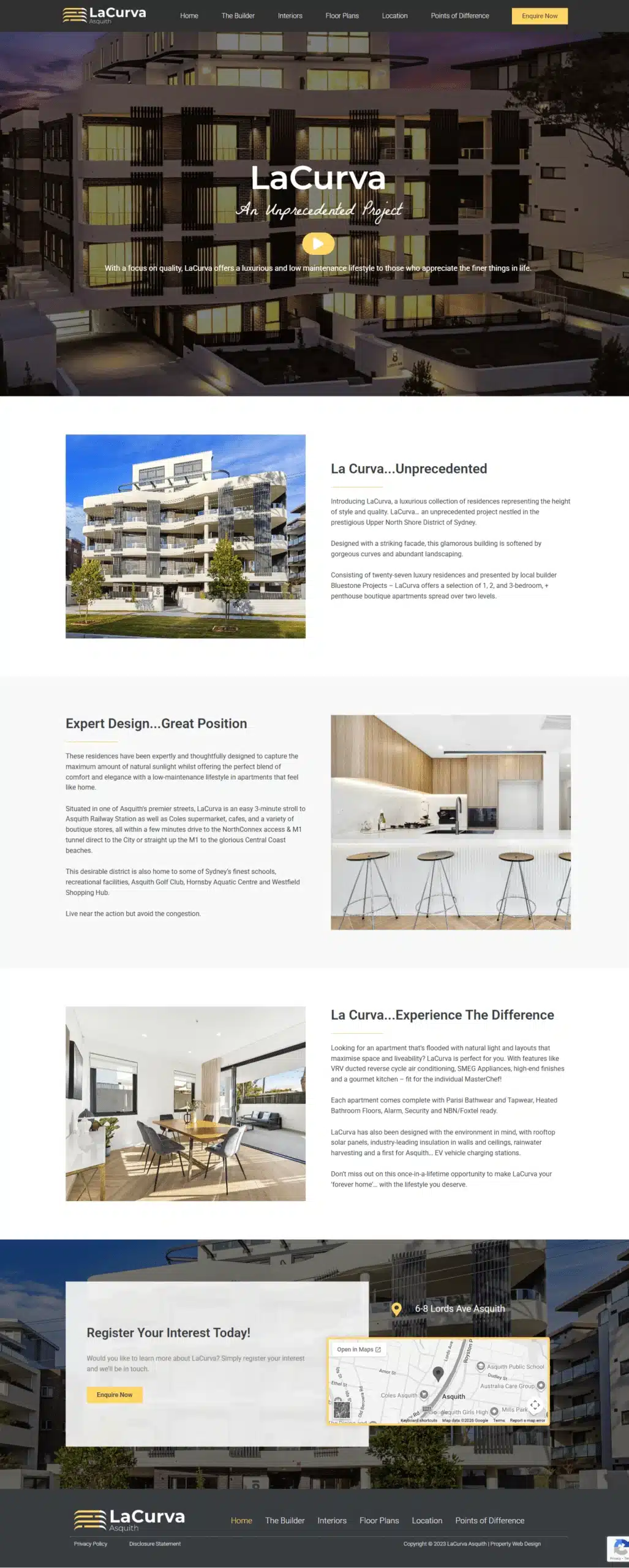 LaCurva Apartments brand and website designed by MindSite