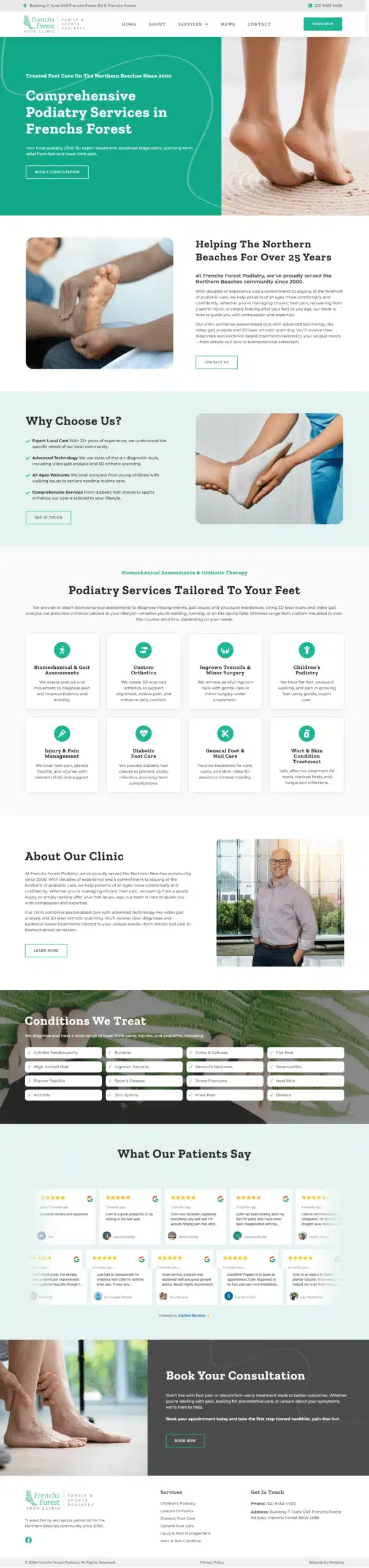 Frenchs Forest Foot Clinic website designed by MindSite