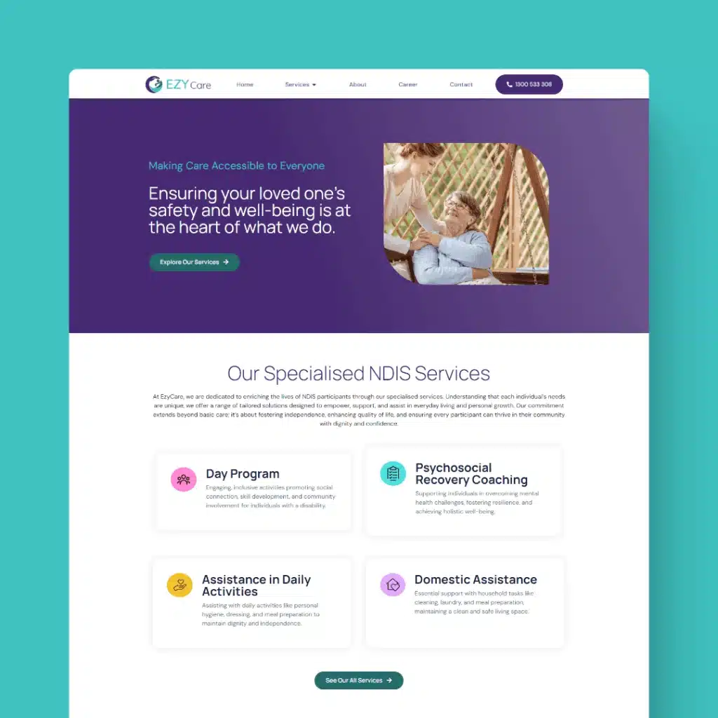 Disability Support Services Website Design