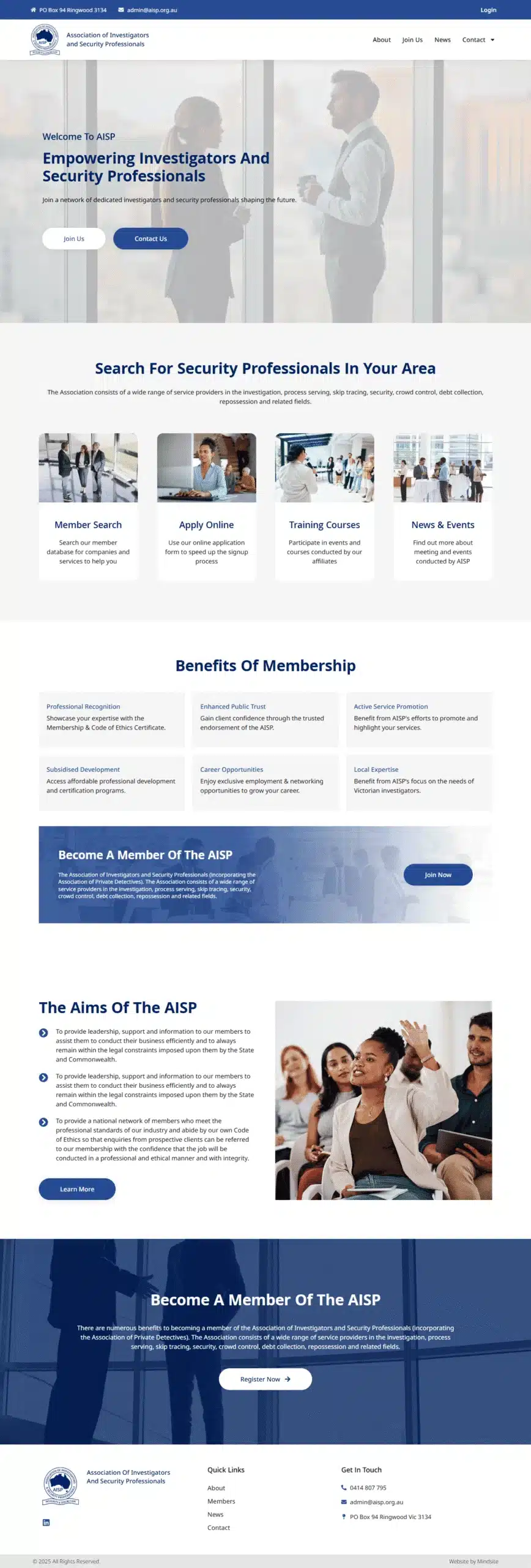 AISP website designed by MindSite
