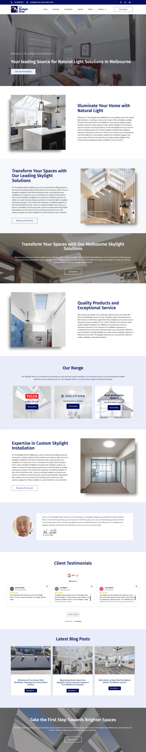 The Skylight Shop website designed by MindSite