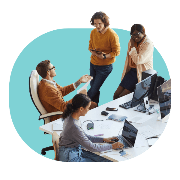 Healthcare team reviewing their clinic website