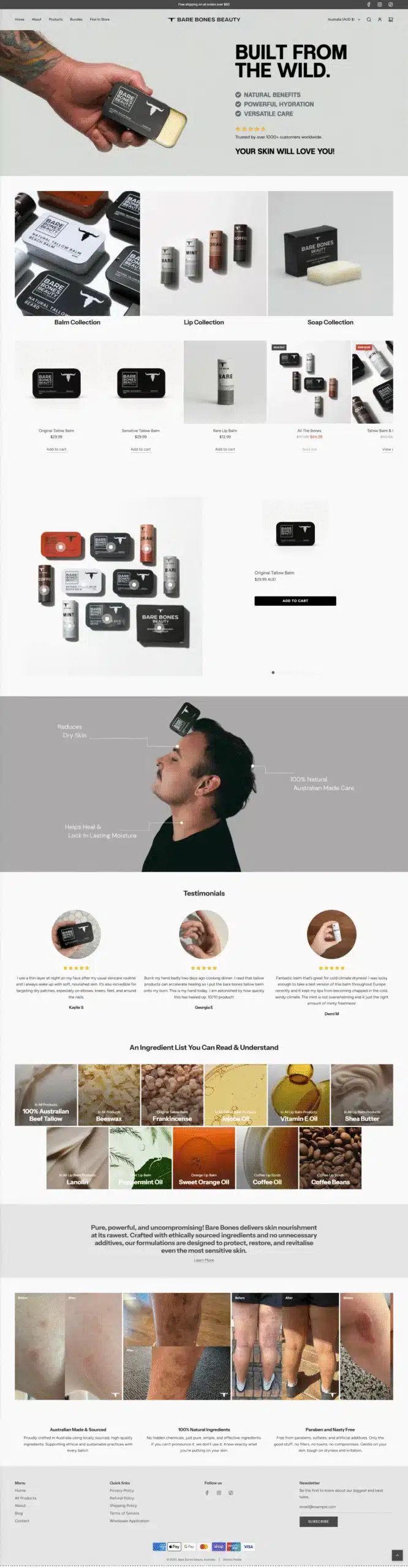 Bare Bones Beauty online store designed by MindSite