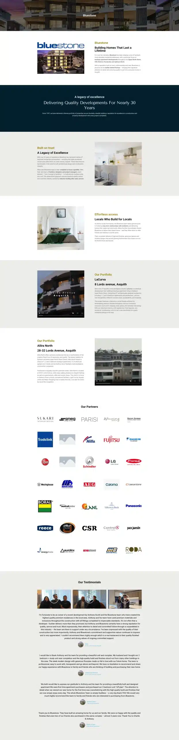 Bluestone Projects website - new website build by MindSite