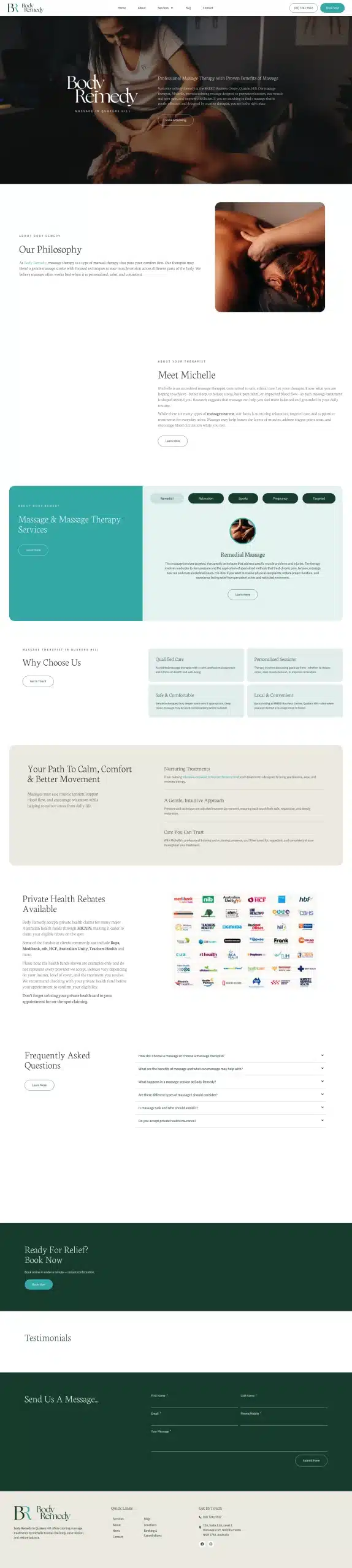 Body Remedy website - design and management by MindSite