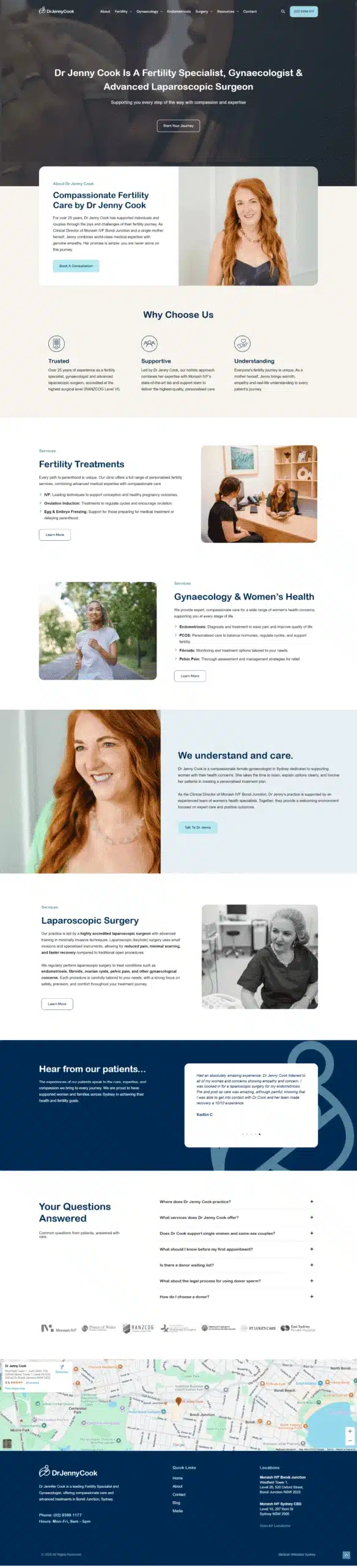 Dr Jenny Cook fertility specialist website designed and built by MindSite