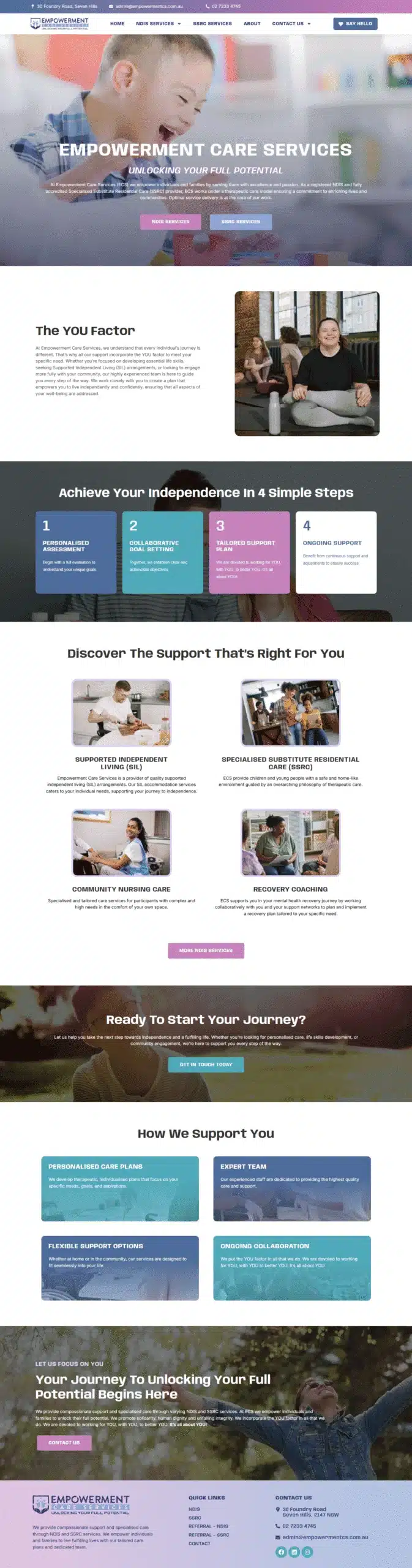 Empowerment Care website designed by MindSite