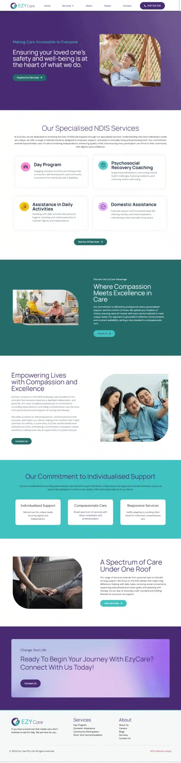 EZY Care NDIS and in-home care website designed by MindSite
