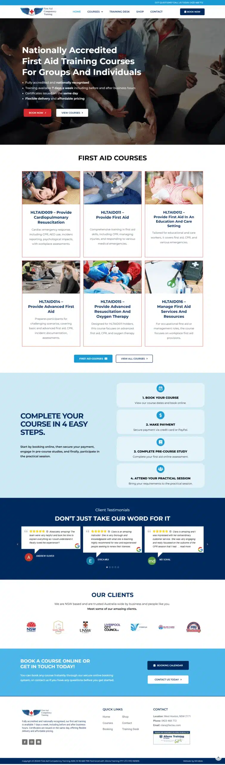 FACT first aid training website designed by MindSite