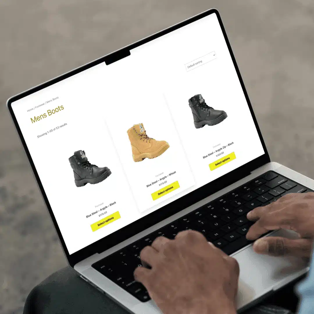 Online fashion store designed by MindSite shown on a laptop