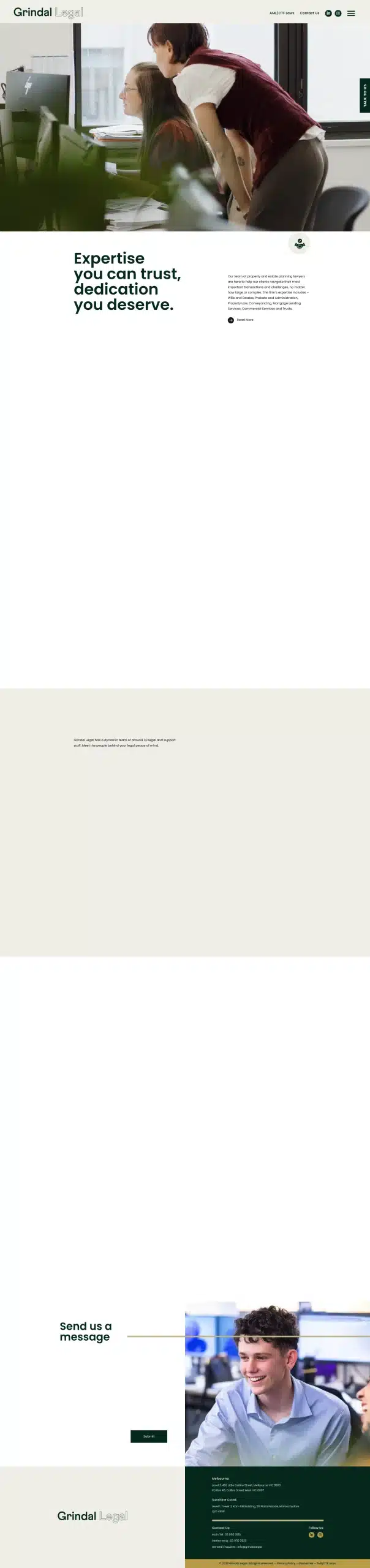 Grindal Legal website - design and management by MindSite