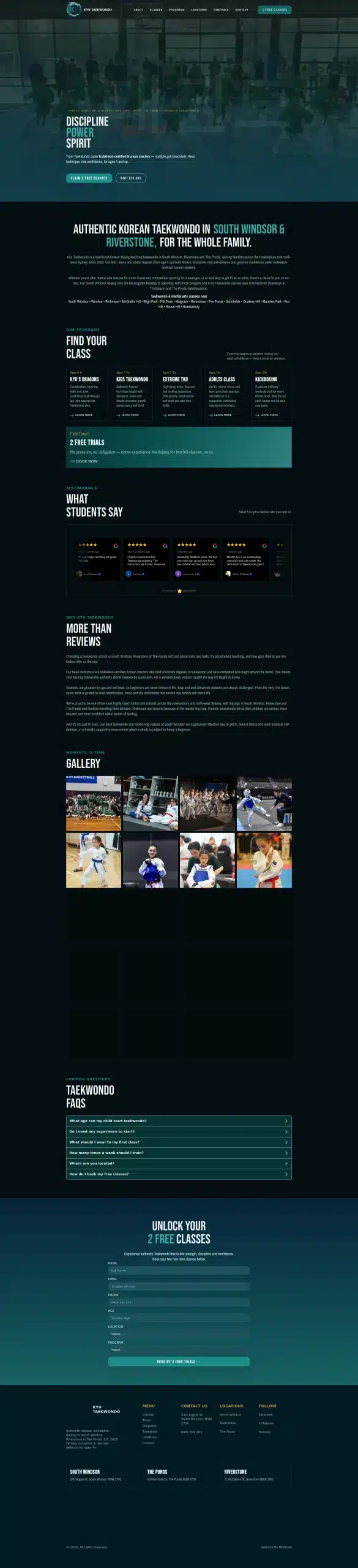 Kyu Taekwondo website - redesign and management by MindSite