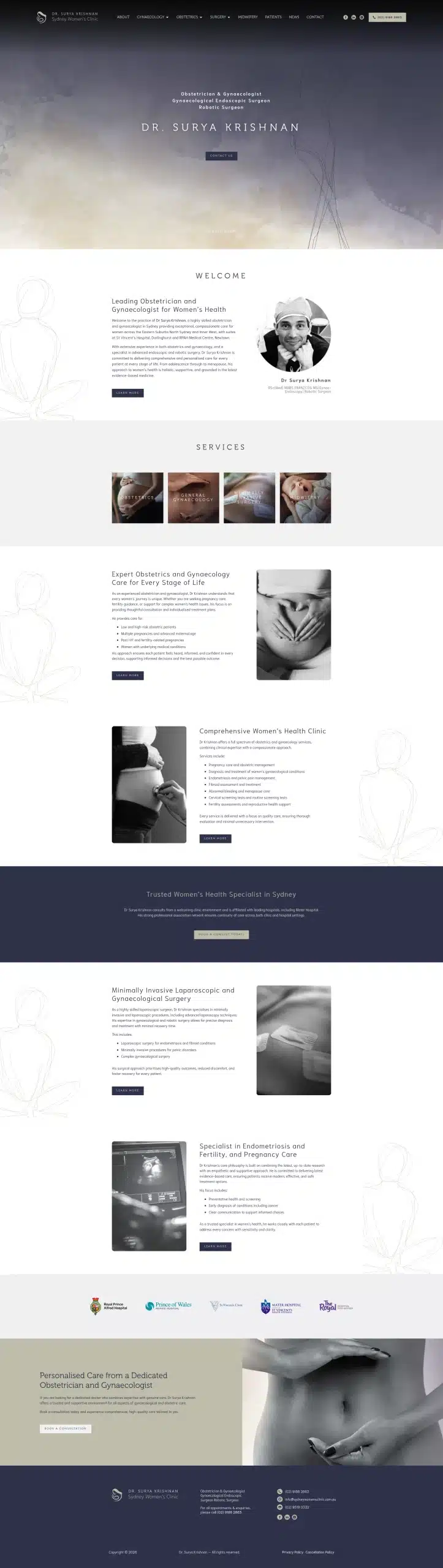 Sydney Women's Clinic website - development and management by MindSite